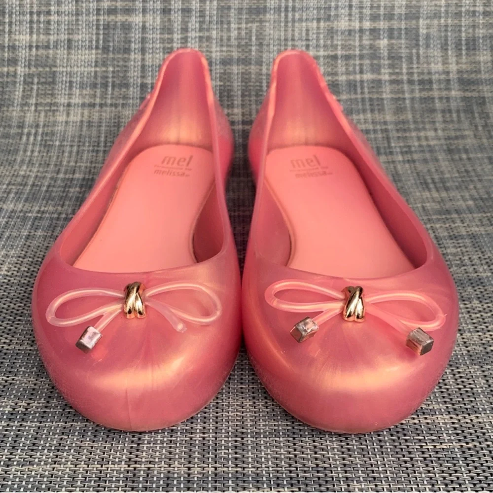 Melissa | Mel by Melissa 'Sweat Love' Pearl Pink Bow Flats Slip on Dress Shoes 3